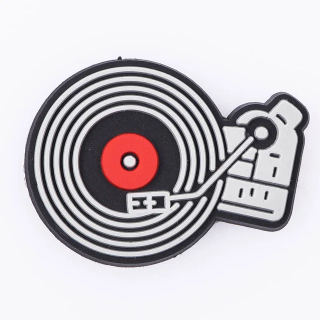 1 Pcs Music Croc Shoes Charms Camera Ticket Coffee Shoe Charm Accessories Cartoon Clog Shoes Musical Record Decoration Power Off P3785