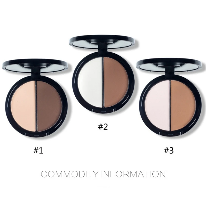 

Hot Double Colors Face Contour Powder Palette Brighten Makeup Effect Makeup Beauty Shimmer Highlighter Bronzer Powder