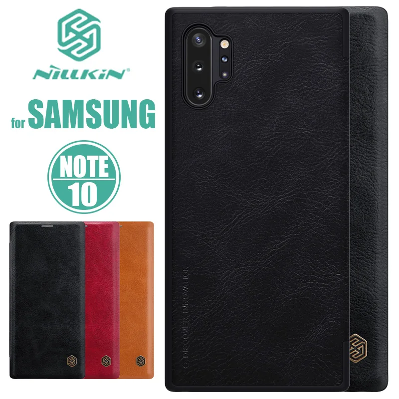 

for Samsung Galaxy Note 10 S10 Plus Case Nillkin Qin Luxury Flip Leather Case for Samsung S10 Note 10 Plus Nilkin Phone Case