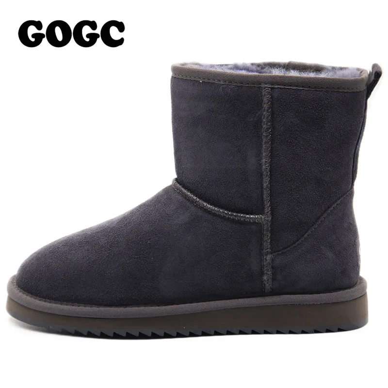 GOGC 2020 меховые зимние сапоги из натуральной кожи до середины голени Черные