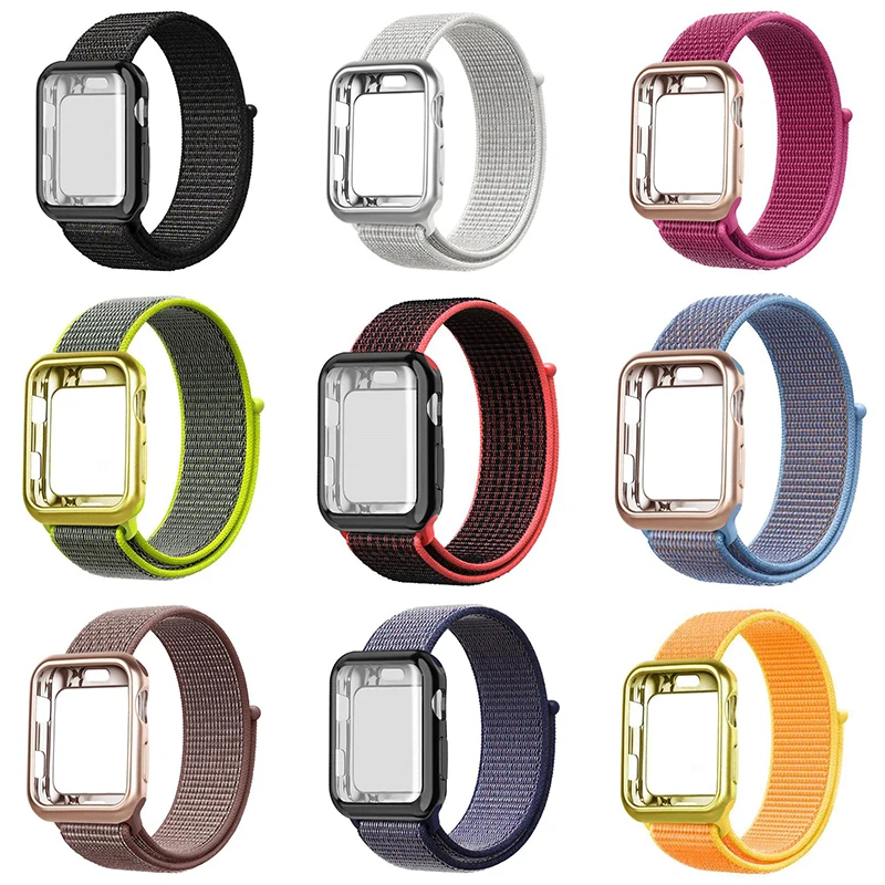 Чехол+ ремешок для apple watch 4 Band 44 мм correa apple watch 42 мм 38 мм 40 мм iwatch series 5 4 3 нейлоновый браслет pulseira