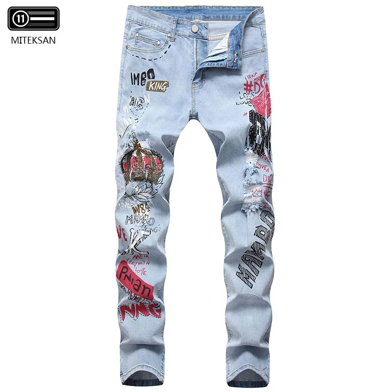 New Printing Design Skinny Slim Fit Jeans men American and European style Fashion Men Pants Cotton Blue Trousers Homme Plus Size New Printing Design Skinny Slim Fit Jeans men American and European style Fashion Men Pants Cotton Blue Trousers Homme Plus Size