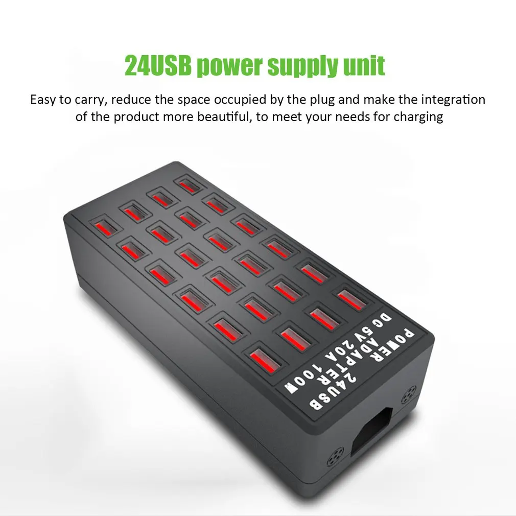 24 Порты и разъёмы USB 2,0 концентратор USB зарядка док-станция USB станция Зарядное устройство 5V 100W 20A Смарт зарядная станция