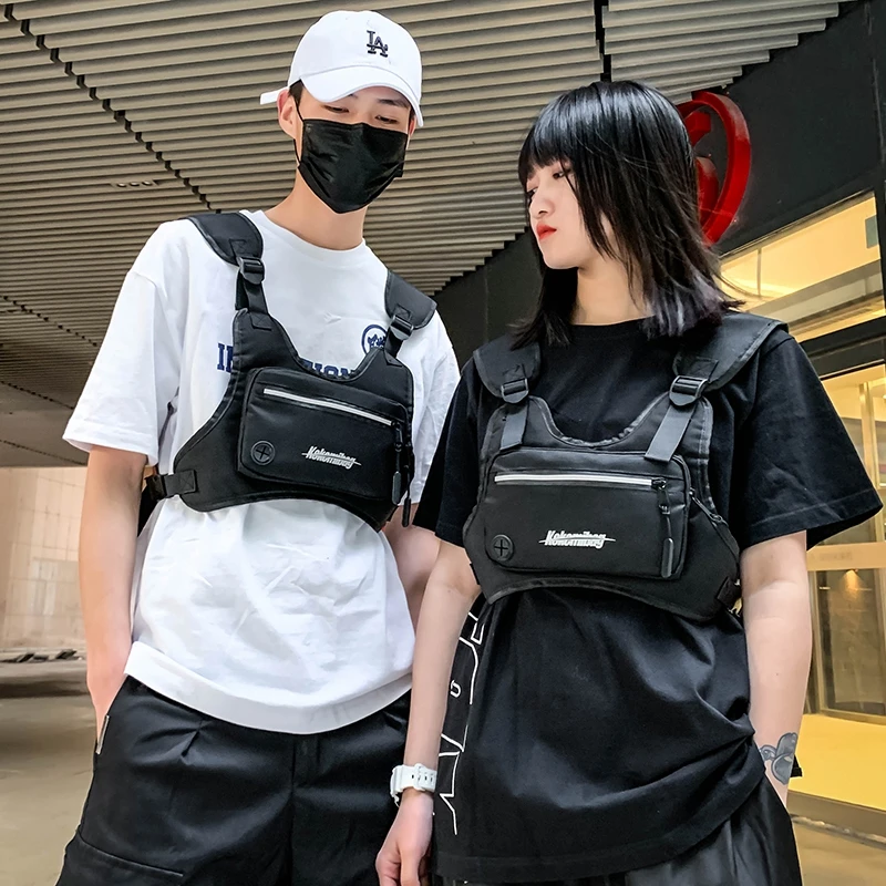 Men Women Tactical Street Pack Hip Hop Shoulder Waist Vest Chest Fashion Rig Bag