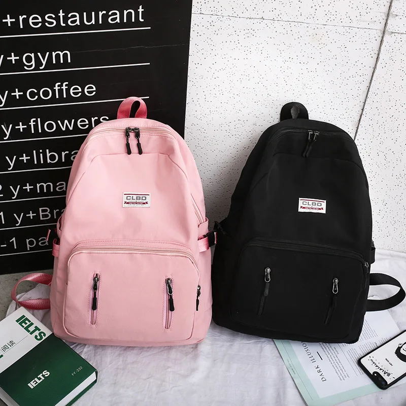

Korean Style Nylon Backpack Female Corduroy Design School Backpack For Teenage Girls Solid Backpack Women