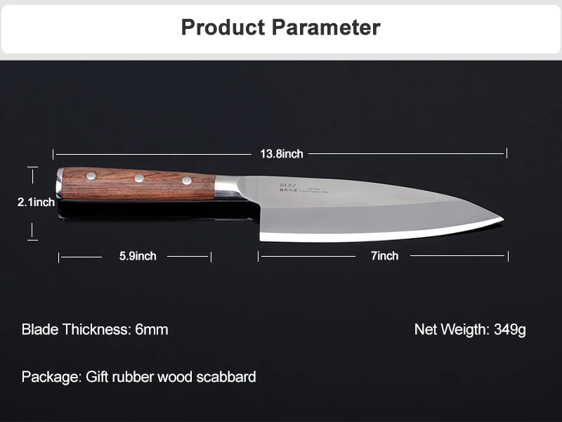 Японский Нож для суши сашими Деба, нож шеф-повара с рыбной головкой, 18, 21 см, немецкий 1,4116, нержавеющая сталь, Япония, лосось, филе, 14 г