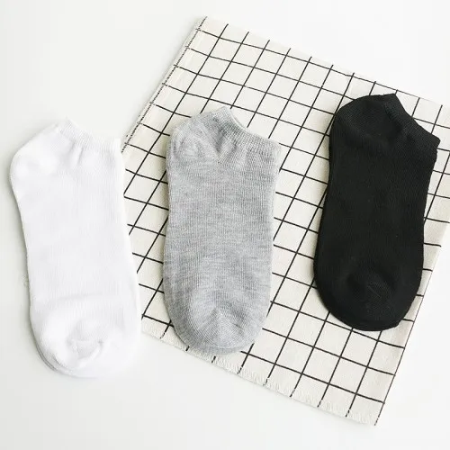 3colors random Z 6Pairs/lot=12pieces Summer Invisible Socks Fashion Men Black White Gray Solid Color Polyester Cotton Male Boat Socks - Цвет: 3colors random Z