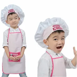 Accessoires de cuisine rose, outils de cuisine pour enfants, tablier Junior, chapeau de Chef, ensemble de poches pour enfants 2 
