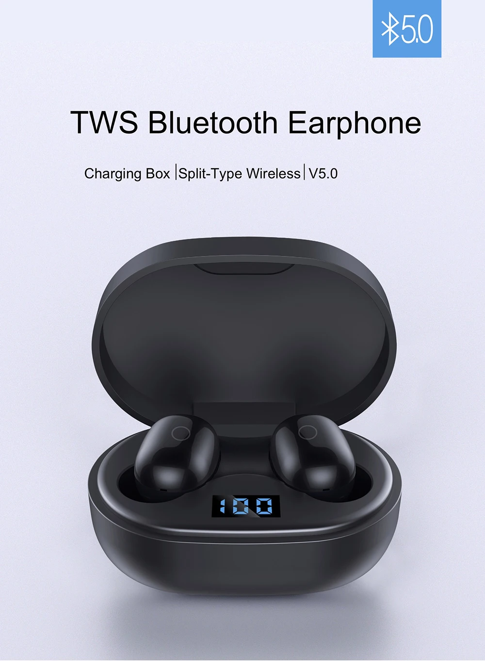 TWS Bluetooth наушники стерео беспроводные наушники с 300 мАч зарядным устройством отпечаток пальца сенсорный контроль светодиодный дисплей