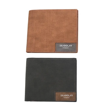 

ASDS-DEABOLAR 2Pcs Wallet Purses Slim Men'S Retro Wallets Men - Black & Brown