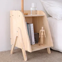 Mesita de noche moderna de madera maciza, estantería pequeña para apartamento, armario bajo, creativo