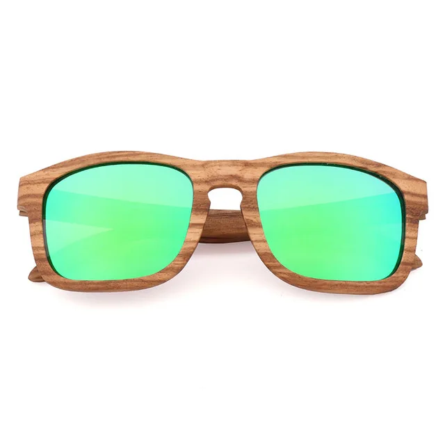 green lens Модные деревянные поляризованные солнцезащитные очки Зебра для мужчин и женщин UV400 винтажные Ретро-оттенки с чехлом - Цвет линз: green lens