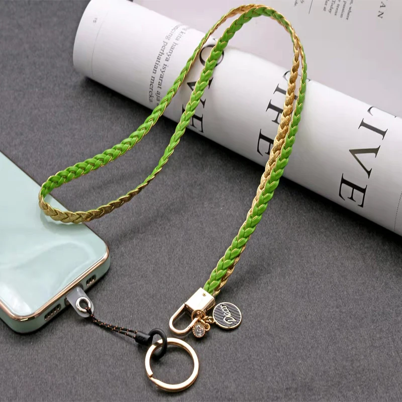 Cordón colgante de cuero para teléfono móvil, cuerda de tejido para