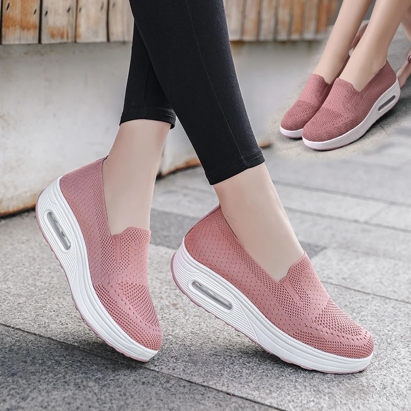 Best Seller Wedge-Sneakers Swing-Shoes Air-Cushion Outdoor Female Breathable Women Footwear Socks XyNgeo8ZD