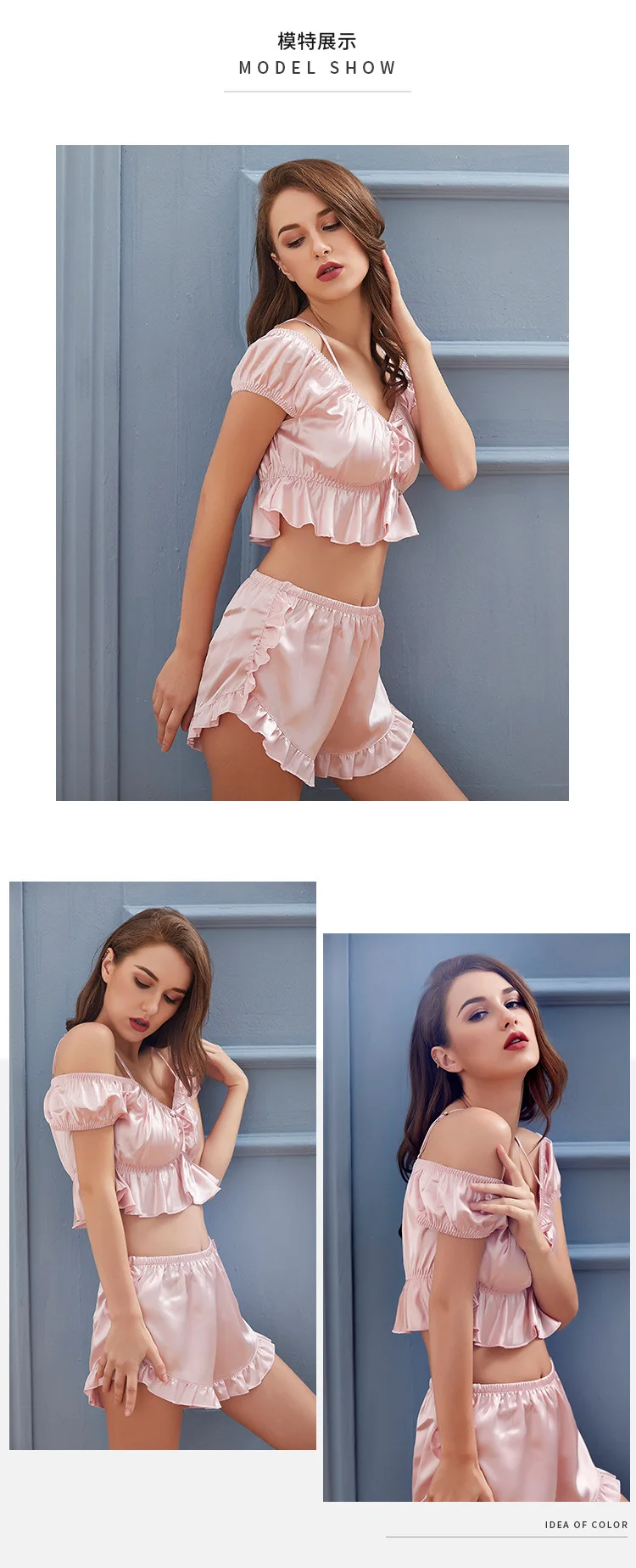 Freeshippingpromotionnew пупка искусственные шелковые сексуальные пижамы женские подтяжки для влюбленных пар; сезон весна-лето весело ночная рубашка