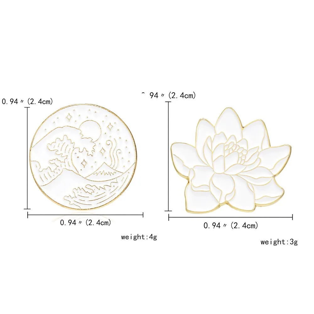 Модный Цветок лотоса круглая волна значок Луна Звезда Приморский брошь пальто брошка на лацканы воротник булавка мультфильм ювелирные изделия океан волна Эмаль Булавка