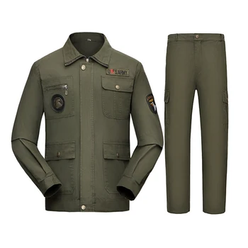 

2 Pcs/set Jacket + Pants Set Breathable Quick Drying Long Sleeve Multi Pocket Coat Trousers For Outdoor Training Uniform Kit