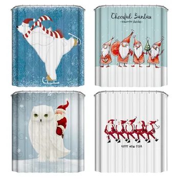 

Cartoon Christmas Decoractive Shower Curtain Polyester Printed Home Decor Curtain,