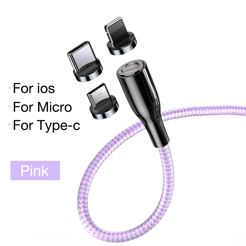 Cafele новейший Магнитный USB кабель для iphone Micro type C Плетеный USB кабель QC3.0 зарядное устройство для iphone samsung Xiaomi huawei 200 см - Цвет: Pink 3 in 1
