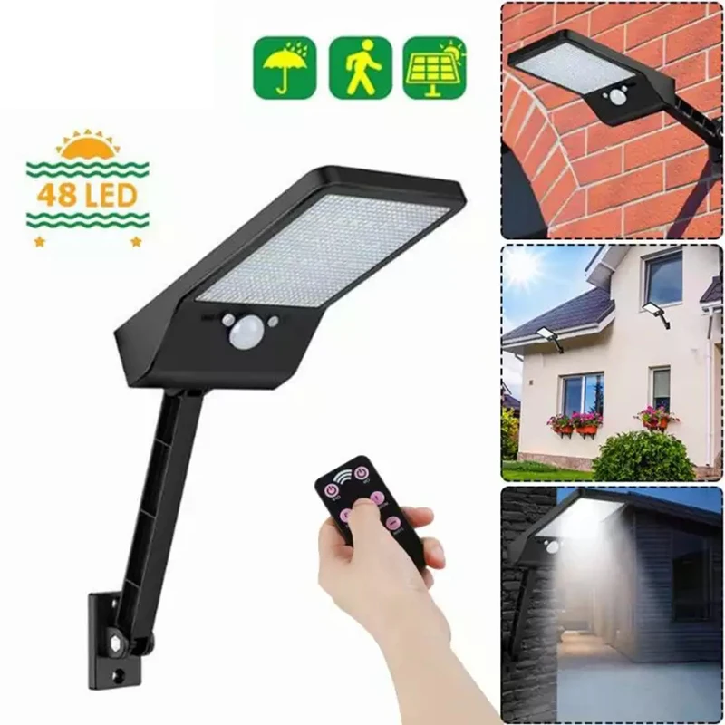 

48 Led Solar Light Outdoor Lighting Sensor Light With Remote Control Ip65 Waterproof Security Wall Light