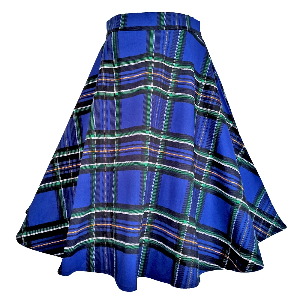 Клетчатая юбка с высокой талией из хлопка в стиле Одри Хепберн, 40, 50, 60, клетчатая Ретро винтажная юбка-качели, плиссированные вечерние платья - Цвет: 4