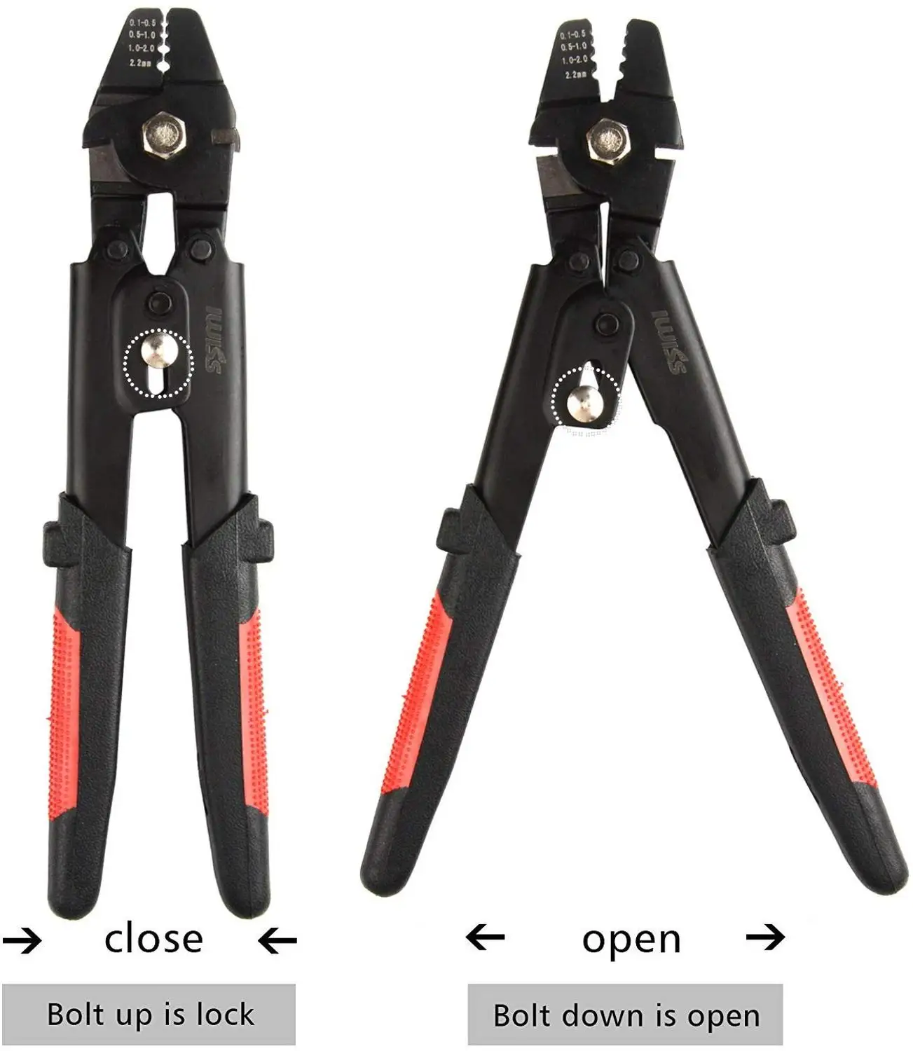 IWISS Wire Rope Crimping Plier Tools with Cutting Function and Safety Lock Crimp 0.1-2.2mm Fishing Lines