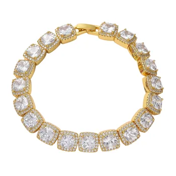 

Hip Hop 10mm Tennis Chain Bling Iced Out Cubic Zircon Bracelet Square Aaa Cz Stone Bracelets Men Women Stainless Steel Jewelry