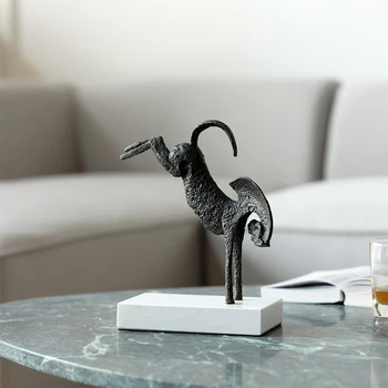 

Modern Abstract Metal War Horse With Feet Upside Down On Marble Craft Sculpture Ornaments Office Home Decor Accessories Gift