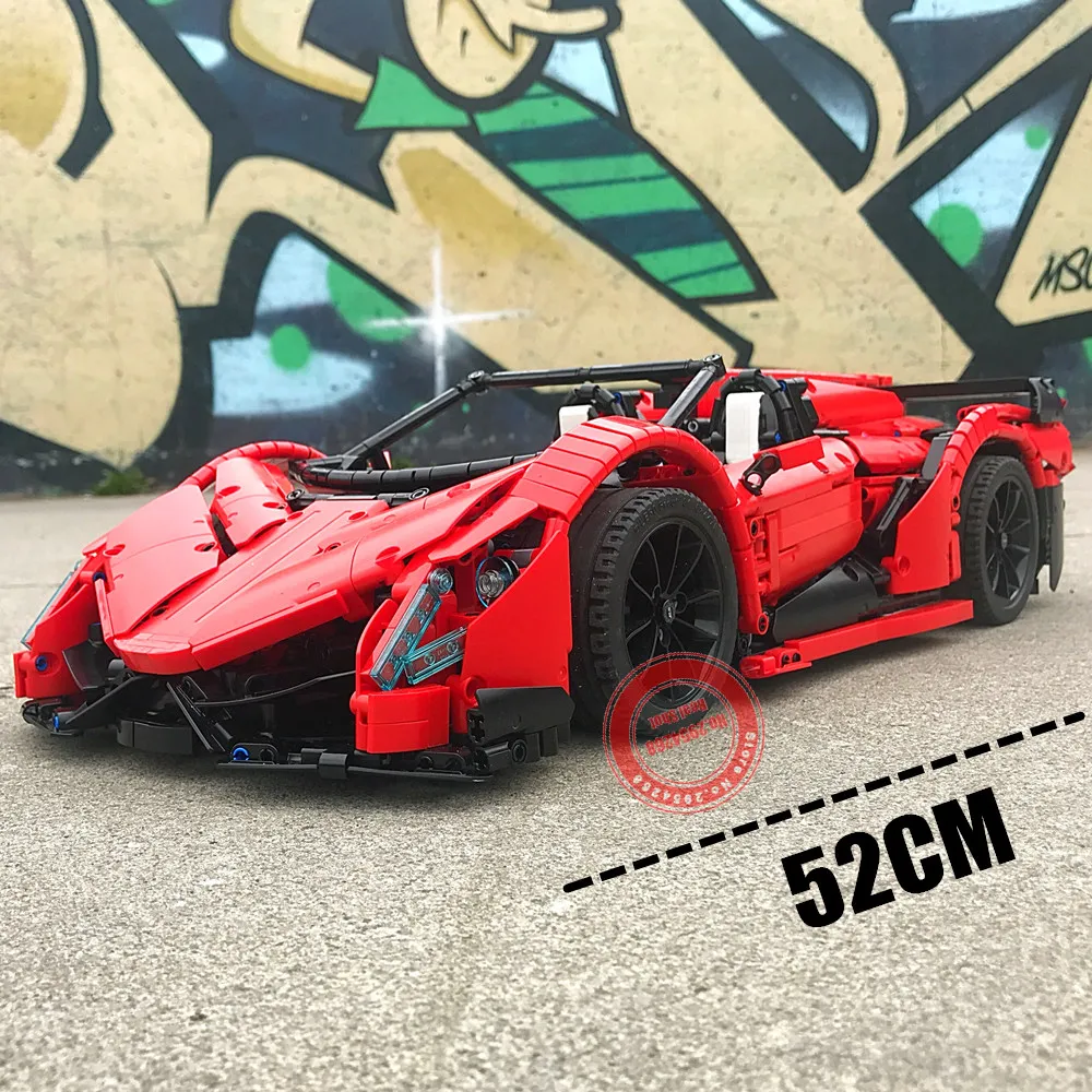 Новинка 13079, приложение, Радиоуправляемый автомобиль, MOC-10559, Veneno Roadster, двигатель, силовые функции, подходит для техники, строительные блоки, кирпичи, игрушки, подарок для детей