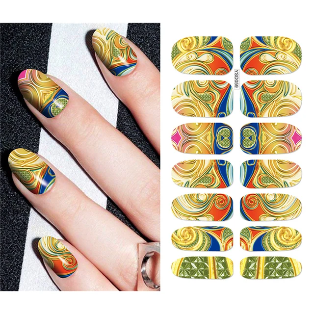 Nail Stickers For Nails Sliders 3D Color Water Transfer Nail Sticker Creativity Decoration Art Necklace Pattern Dreamcatcher YSD059