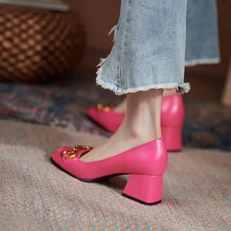 The New Summer Edition Of 2021 Women's Pure Color High-Heeled Shoes With Horseback Buckle Casual Fashion And All-Match Women's s