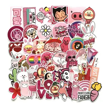 

50Pcs/Lot 2019 Anime Pink girl Stickers For Car Laptop PVC Backpack Home Decal waterproof Skateboard Pad Bicycle
