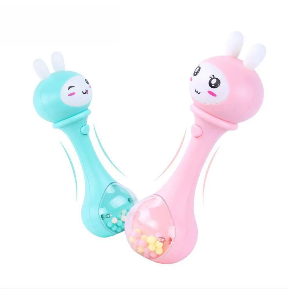 Baby Bunny Music Play Hand Bells Electronic Rattle Toy Cute Bunny Plastic Musical Instrument Toy BPA Free Battery Operated Toy