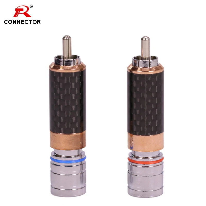Соединитель RCA Jack 1 пара с инкрустацией из углеродного волокна латунный материал