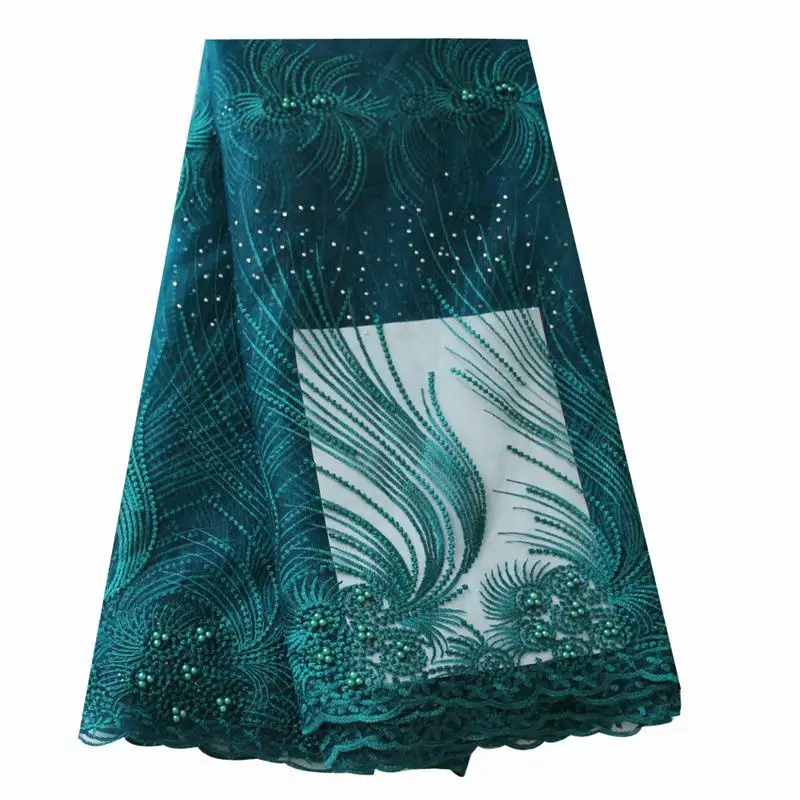 

French Mesh Lace Fabric 2019 High Quality Beaded & Stone African Lace Material For Women Latest African Laces