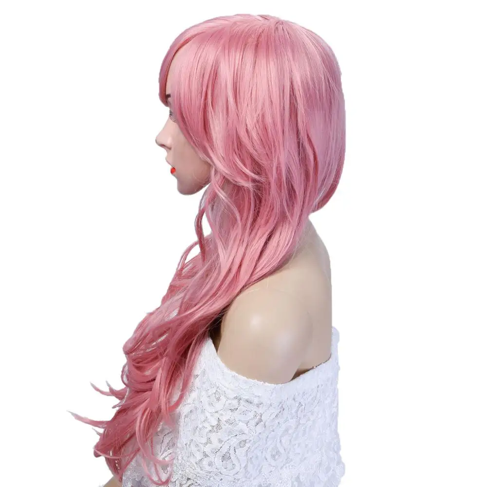 AOSIWIG длинные волнистые волосы для женщин Косплей натуральный синтетический парик с челкой волна розовый фиолетовый зеленый термостойкие волокна 10 цветов