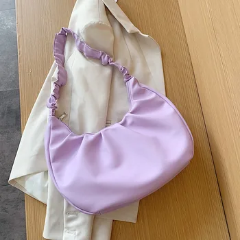 

Folds Design PU Leather Shoulder Bags for Women New Summer Luxury Small Female Handbags Solid Color Ladies' Travel Tote Bags Sac
