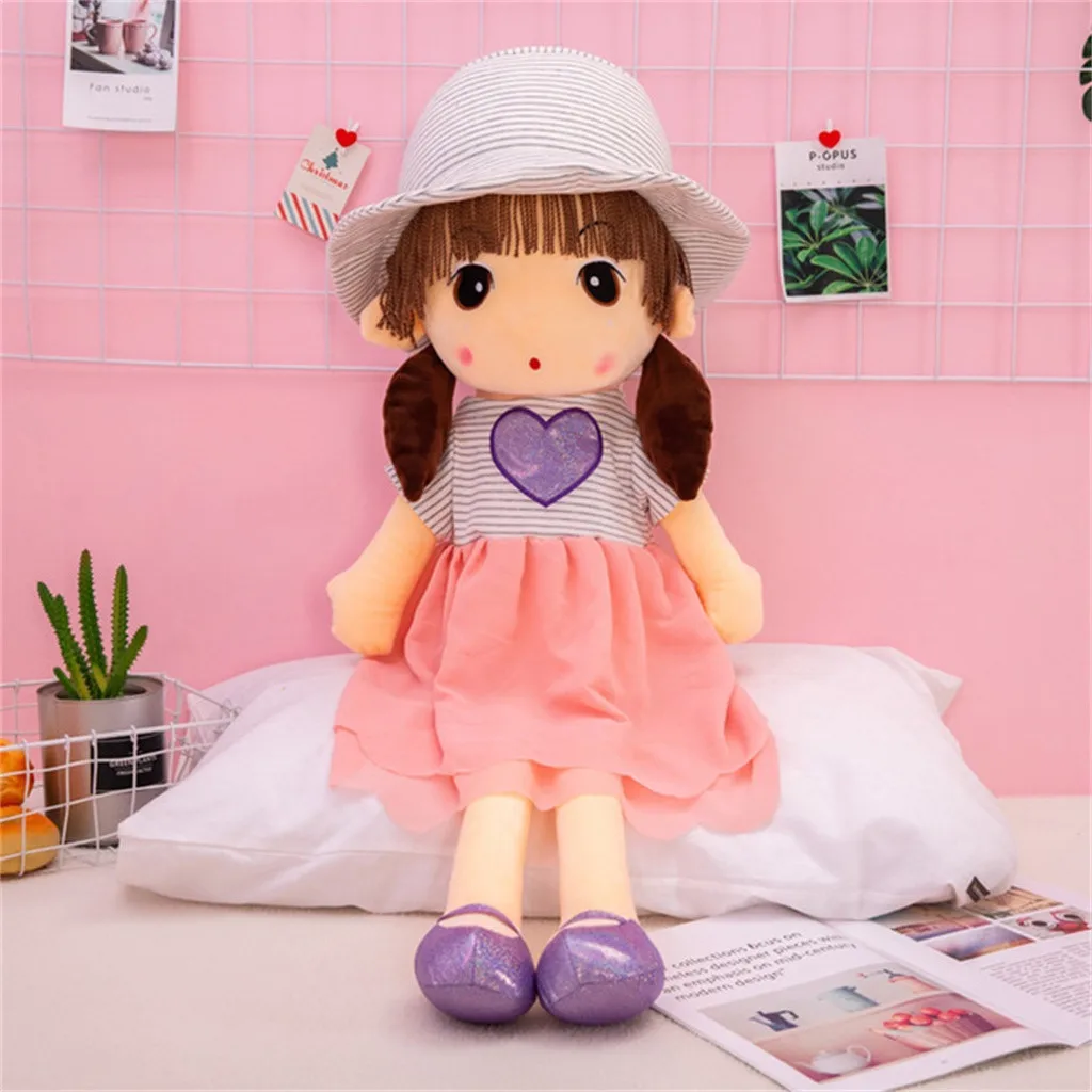 Розовый Новая настоящая Плюшевая Кукла Kawaii, мягкая плюшевая игрушка, одежда для юбки, кукла, рождественский подарок для девочек, 18 дюймов, плюшевая игрушка - Цвет: Розовый