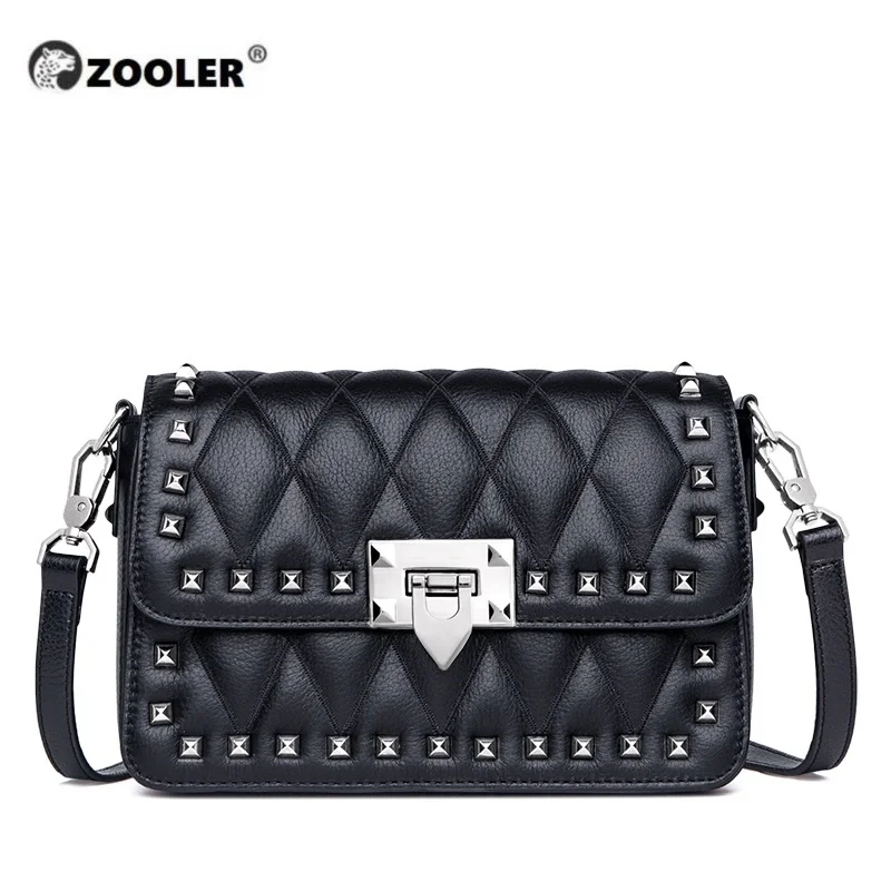 Designed Rivet woman leather bags diamond Cow Skin messenger bag fashion leather shoulder bag purse bolsa feminina#NF201
