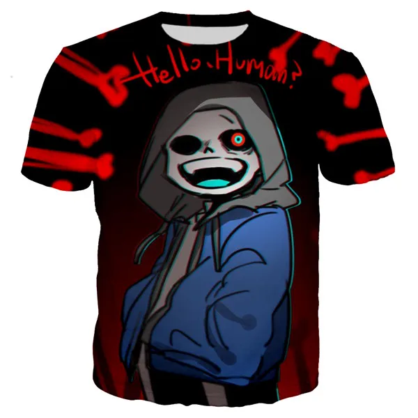 Sans tshirt 6 Undertale, красивый череп, без принта, 3D футболка для мужчин/женщины-хипстеры, хип-хоп, футболка для мальчиков, крутая летняя футболка с короткими рукавами, унисекс, панк, футболка, одежда, негабаритный 6XL - Цвет: Sans tshirt 6