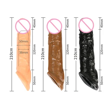 FXINBA New 14-28cm Realistic Penis Extender Sleeve Reusable Condoms Adults Sex Toys For Men Delay Ejaculation Dick Enlargement 4