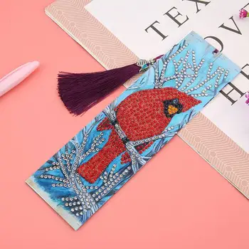 

1 Pc DIY Special Shaped Diamond Painting Bookmark Leather Embroidery Cross Stitch Tassel Bookmarks For Book Kids Christmas Gift