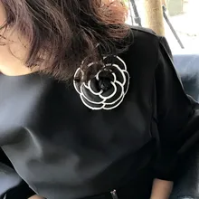 Южная Корея высшего класса брошь большой цветок черный и белый Классический Камелия корсаж брошь