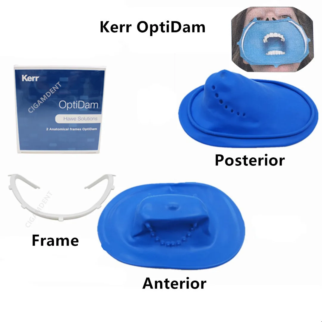 

Kerr OptiDam Dental Rubber Dam Sheet 3D Mouth Opener Cheek Retractor Natural Latex Anterior Posterior Kit With Frame