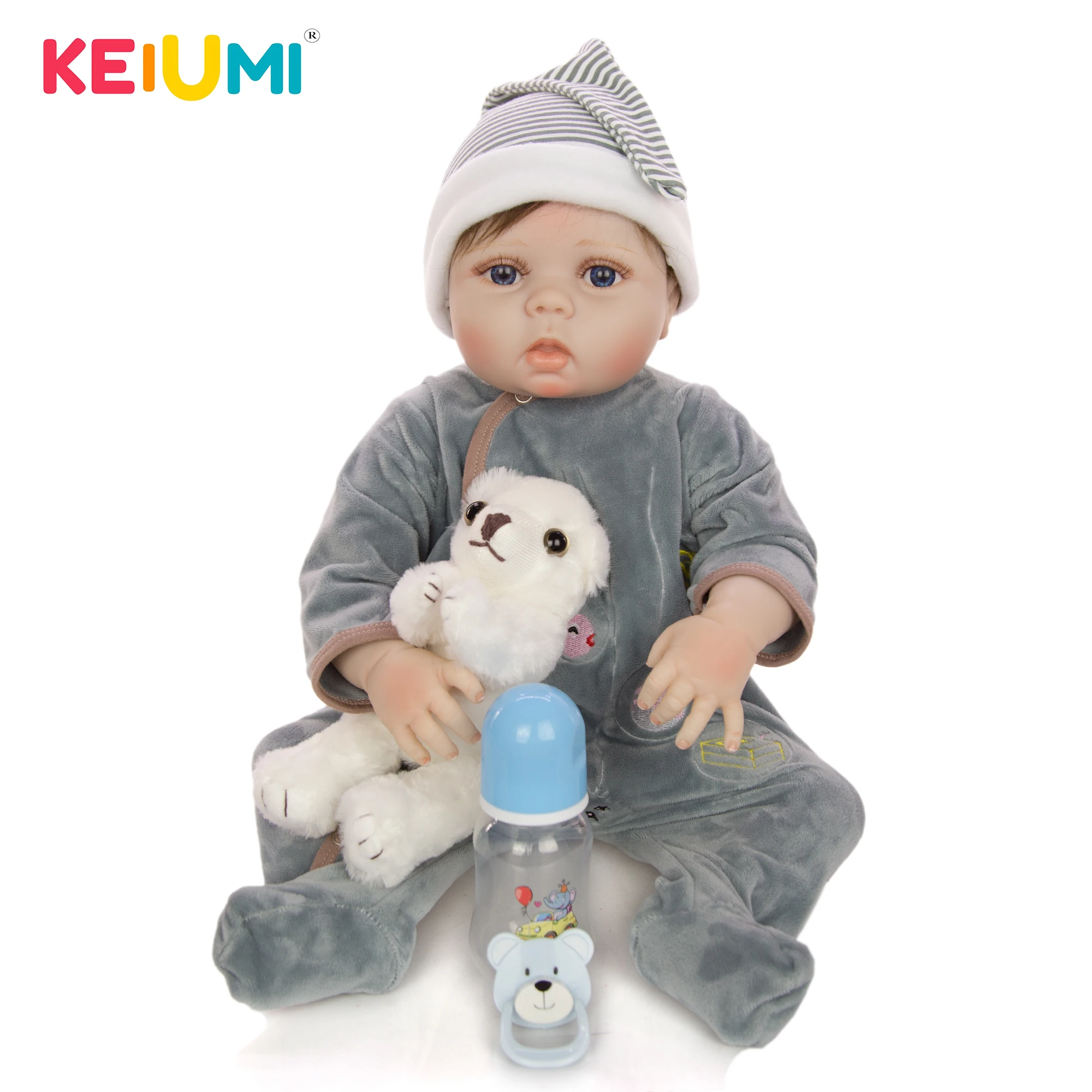 

KEIUMI Fashion Reborn Baby Dolls Waterproof Full Silicone Vinyl body 23 Inch Simulate Reborn Menino For Kids Playmates Brinquedo