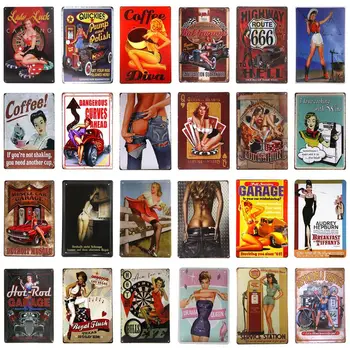 

Sexy Girl Metal Sign Vintage Tin Sign Plaque Metal Vintage Wall Decor for bar and Coffee shop Retro Metal Posters Iron Painting