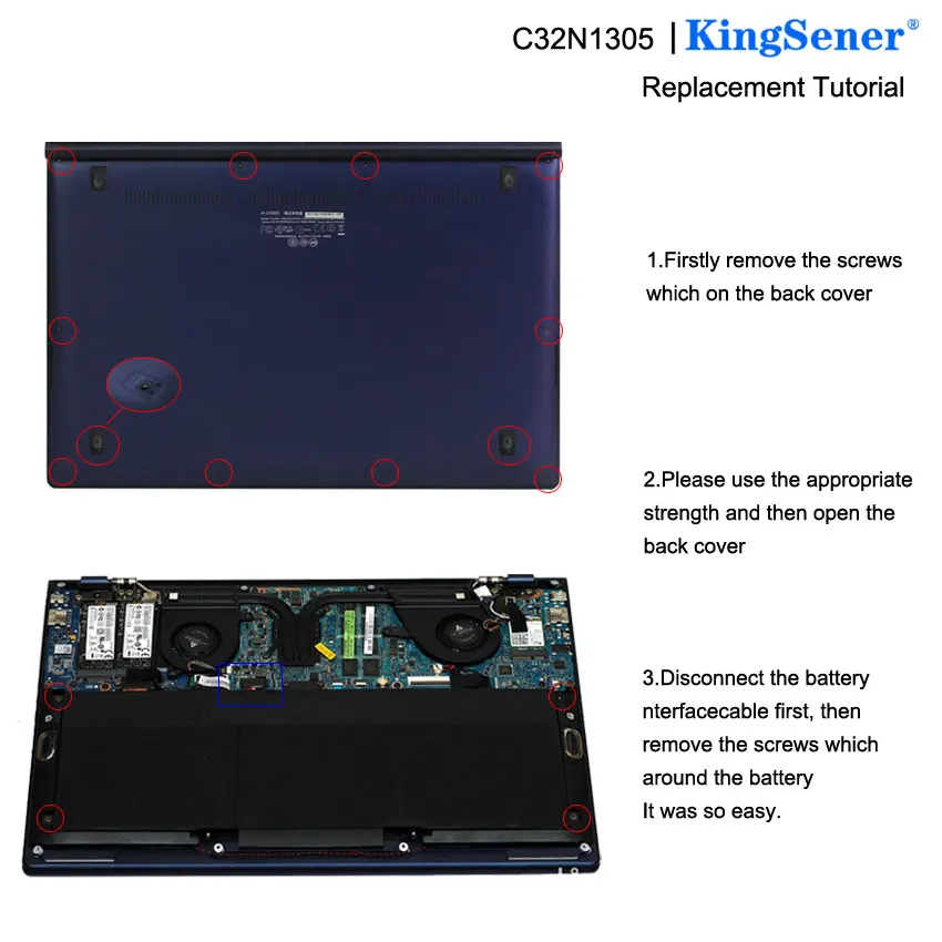 Kingsener C32n1305 Bateria do Portátil para Asus Zenbook Ux301 Ux301l Ux301la C4003hux301la4500 Ux301la1a Ux301la-1b Ux301la-c4006h - Imagem 5