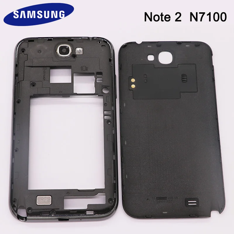 N7100 крышка батареи для samsung Galaxy Note 2 N7100 GT-N7100 полный корпус средняя рамка задняя дверь+ средняя рамка