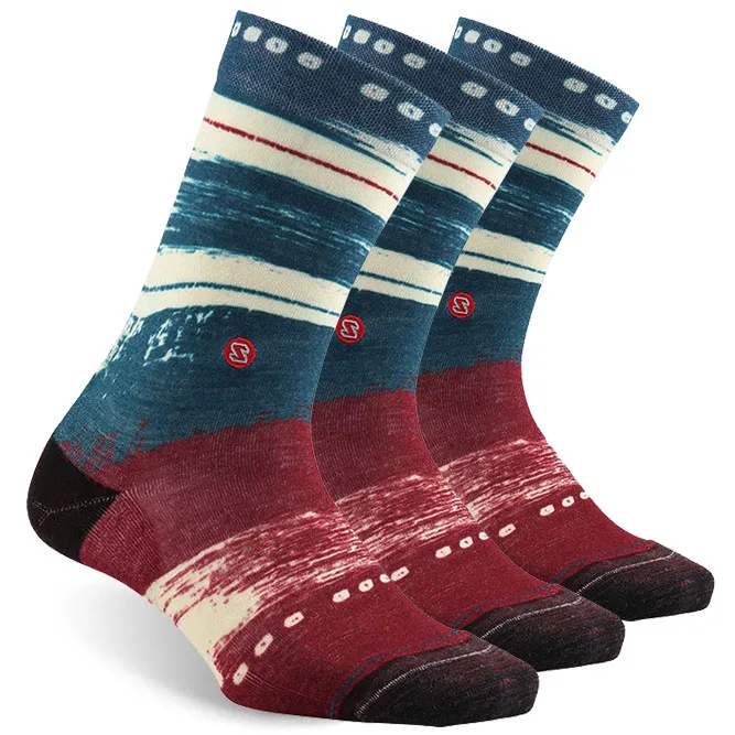 3 pair mix color Носки с принтом спортивные носки, ZEALWOOD унисекс мериносовая шерсть ультра-светильник носки для бега 1/3 пар - Цвет: 3 pair mix color