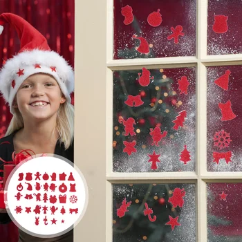 

4 Packs Christmas Themed Stickers EVA Glitter Christmas Craft Decals DIY Decor